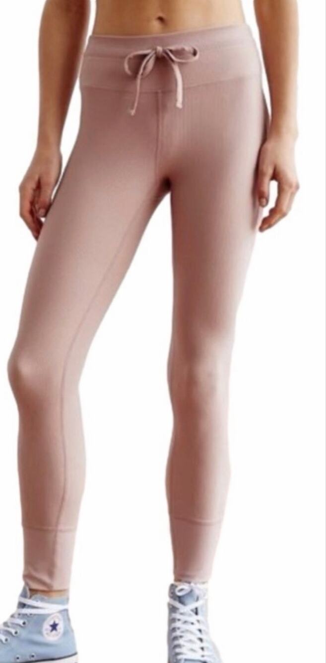 Free people movement high rise 7/8 Starboard Ribbed joggers leggings mauve